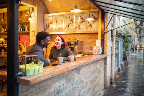 istock Young couple in a cafe 1149425503