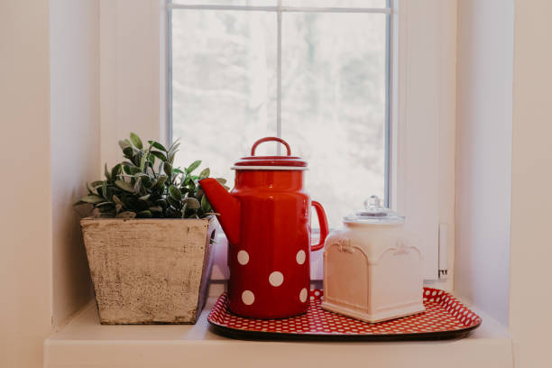 istock kettle with sugar bowl on the window on the kitchen - Image 1149425575