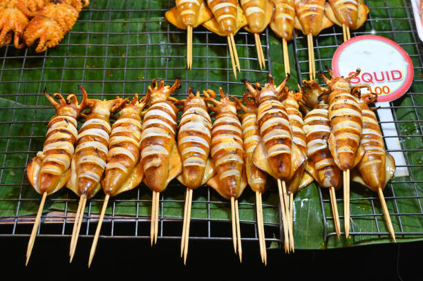 istock Grilled squid on banana leaf, Thailand 1149428402