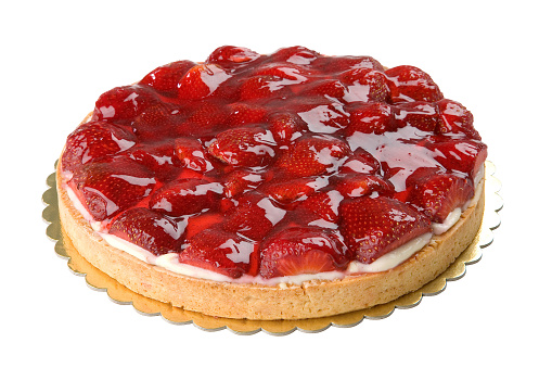 Strawberry tart isolated on white background