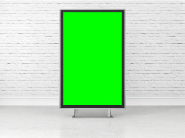 blank advertising billboard with green screen - billboard posting showing billboard commercial sign imagens e fotografias de stock