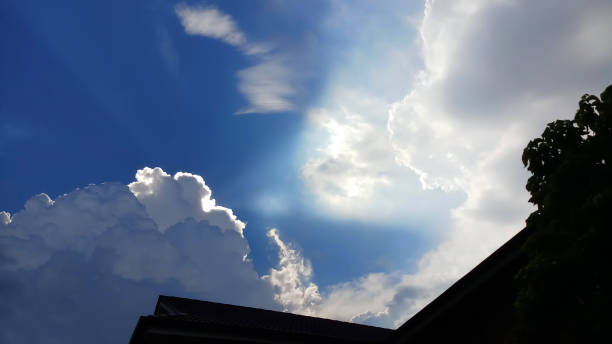 istock white clouds with blue sky in background, clouds in horizon blue sky 1149431352