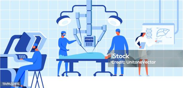 Operazione Medica Di Chirurgia Robotica Per Il Paziente - Immagini vettoriali stock e altre immagini di Intervento chirurgico