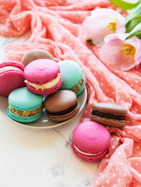 istock Colorful macaroons and tulips 1149434434
