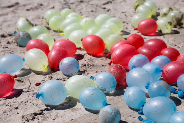 beach balloons stock photo