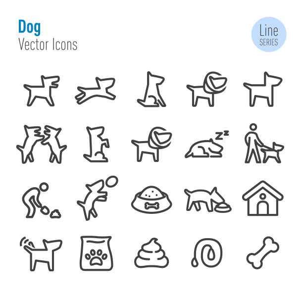 ilustrações de stock, clip art, desenhos animados e ícones de dog icons - vector line series - desperdício alimentar