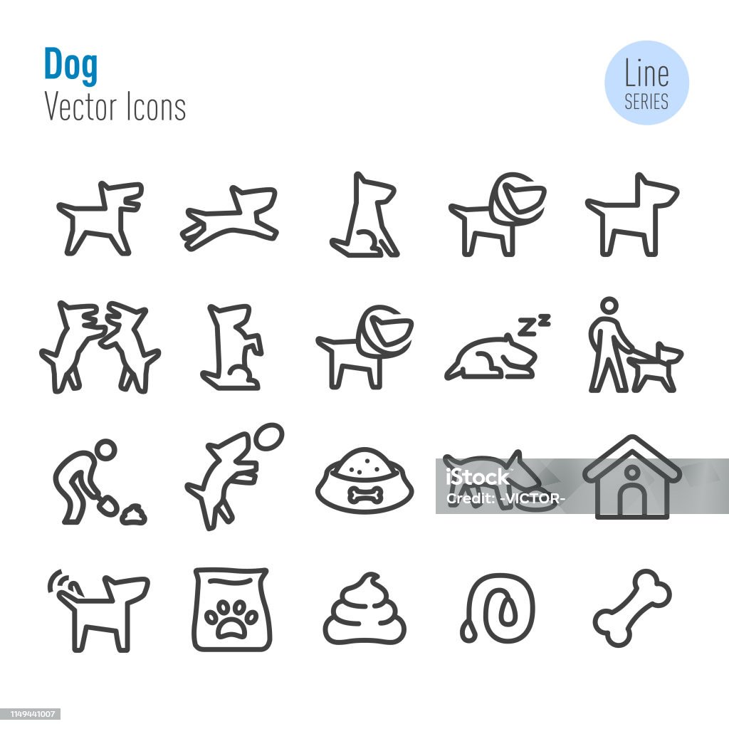 Dog Icons - Vector Line Series Dog, Dog stock vector