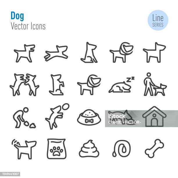 Dog Icons Vector Line Series Stock Illustration - Download Image Now - Dog, Icon Symbol, Running