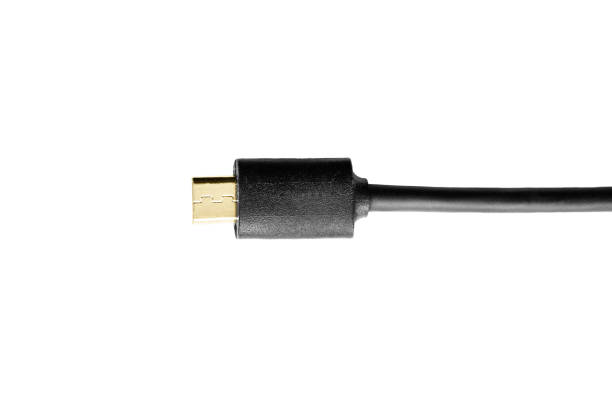 cabo do usb isolado - usb cable cable black isolated - fotografias e filmes do acervo