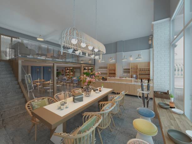 istock 3d render of coffee shop and restaurant 1149451162
