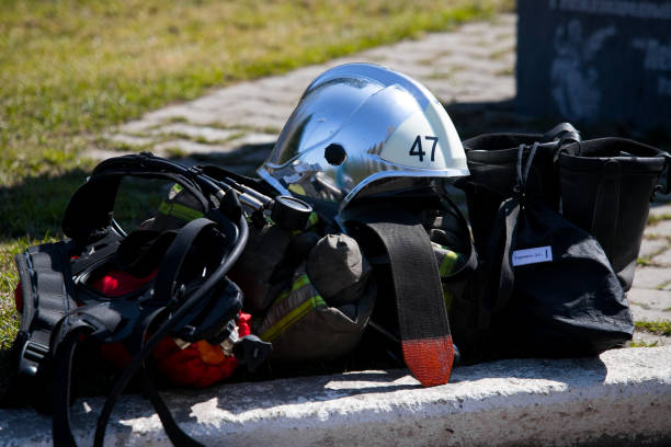 istock Firefighter gear and helmet 1149451495