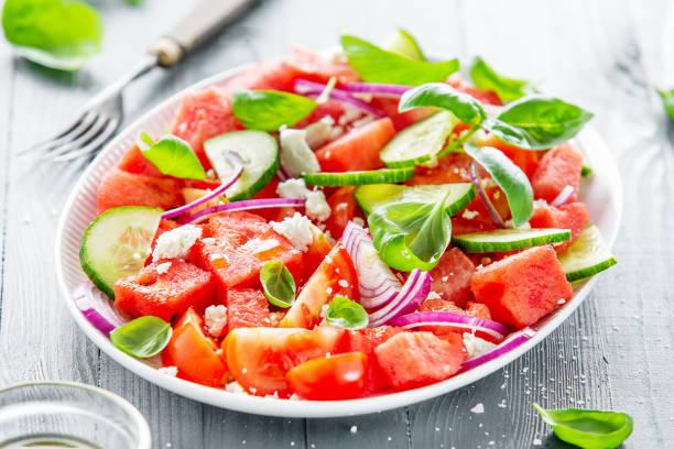istock Summer salad with watermelon and salad leaves 1149451593