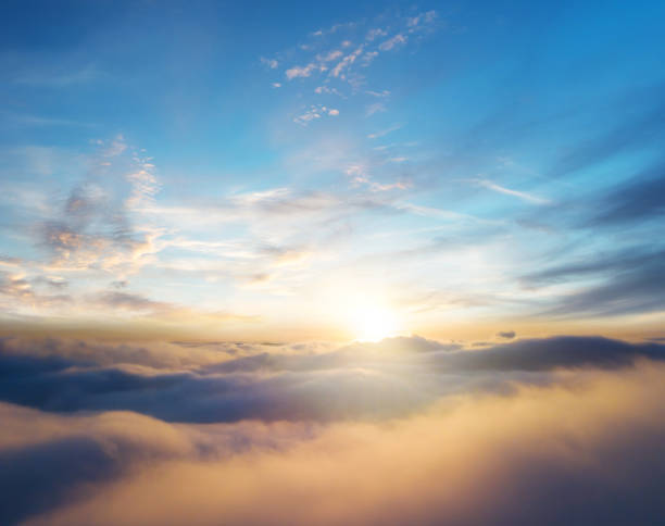 istock Beautiful sunrise cloudy sky from aerial view 1149452150