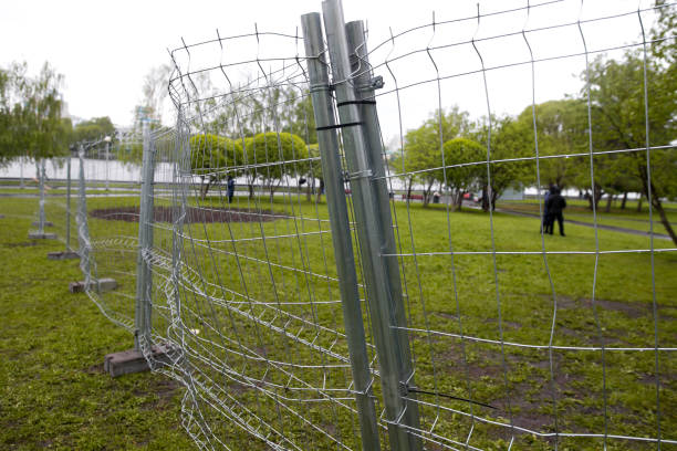 istock Big metal fence in a park 1149453171