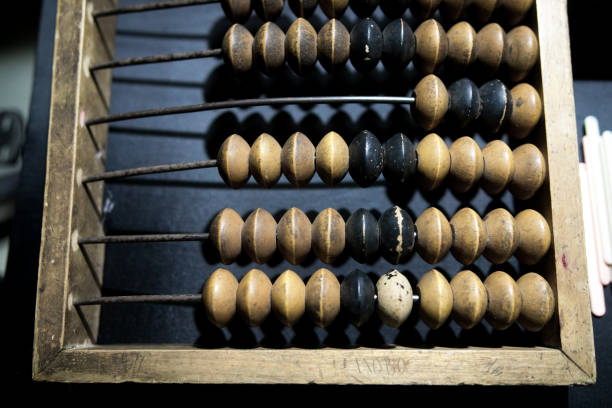 istock Obsolete wooden abacus, black background 1149457212