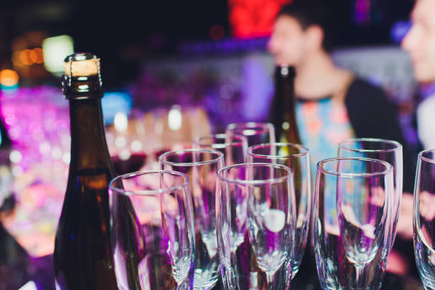 istock Close up picture of empty glasses in restaurant. 1149457682
