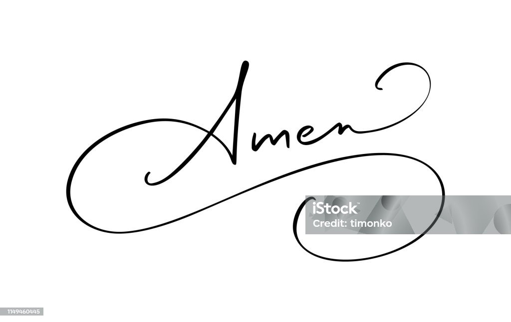 Amen Picture Amen Vector Calligraphy Bible Text Christian Phrase Isolated On White ...