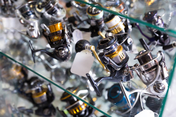 istock Image of stand with new fine baitcasting reel 1149461193