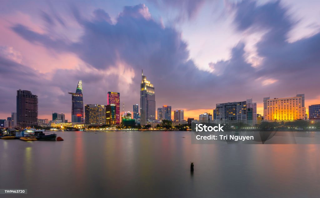 A corner of Ho Chi Minh city Beauty in sunset Ancient Stock Photo