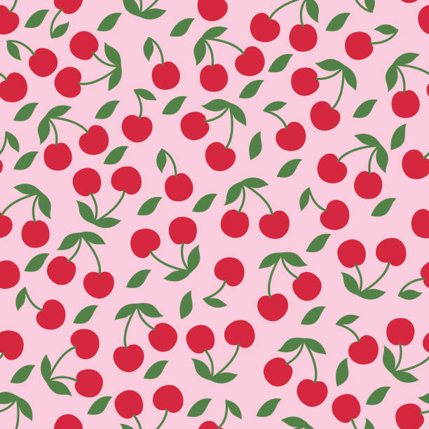 Cherry seamless pattern . Vector cherry seamless pattern . cherry stock illustrations