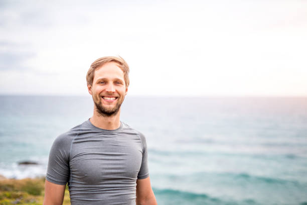istock Russian athletic young man on a Cyprus island looking at camera. 1149468553