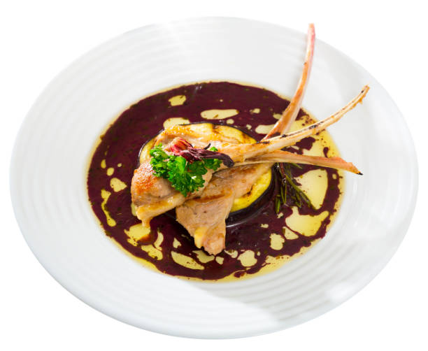 istock Lamb ribs with aubergine and wine sauce 1149469843