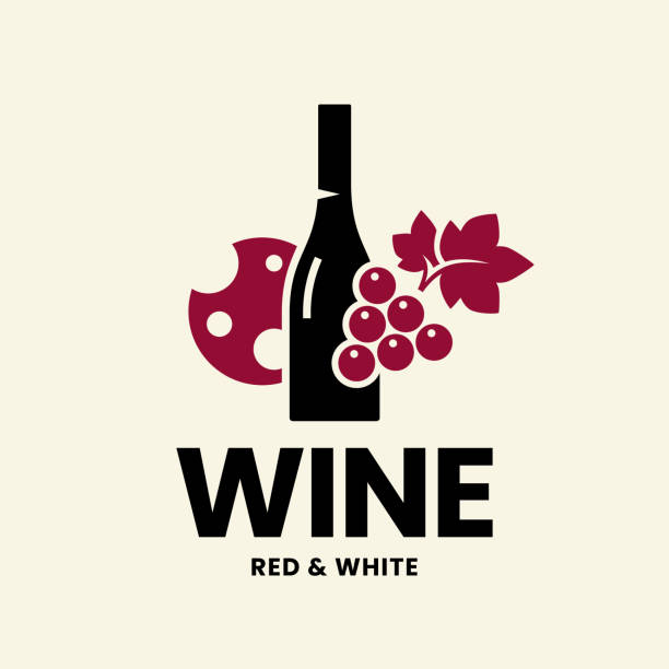 illustrazioni stock, clip art, cartoni animati e icone di tendenza di moderno cartello con logo vettoriale del vino per taverna, ristorante, casa, negozio, negozio, club e cantina isolati su sfondo chiaro. - wine cheese food cellar