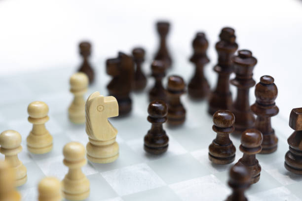 istock Chess board game, business competitive concept, encounter difficult situation, losing and winning, copy space 1149470618