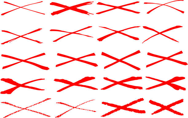 Red Horizontal cross mark set Horizontal cross mark no sign stock illustrations