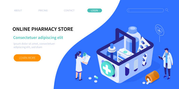 pharmacy store Pharmacy store concept. Can use for web banner, infographics, hero images. Flat isometric vector illustration isolated on white background. pharmacy store stock illustrations