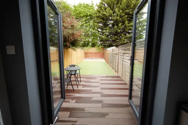 Photo of View to the garden from the back door of a refurbished house