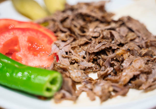 Donner kebab red meat fast food on plate