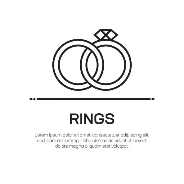Vector illustration of Rings Vector Line Icon - Simple Thin Line Icon, Premium Quality Design Element