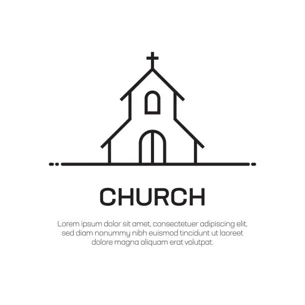Vector illustration of Church Vector Line Icon - Simple Thin Line Icon, Premium Quality Design Element