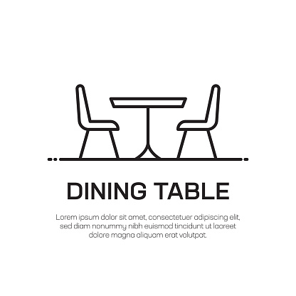 Dining Table Vector Line Icon - Simple Thin Line Icon, Premium Quality Design Element