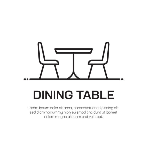 Dining Table Vector Line Icon - Simple Thin Line Icon, Premium Quality Design Element Dining Table Vector Line Icon - Simple Thin Line Icon, Premium Quality Design Element chair stock illustrations
