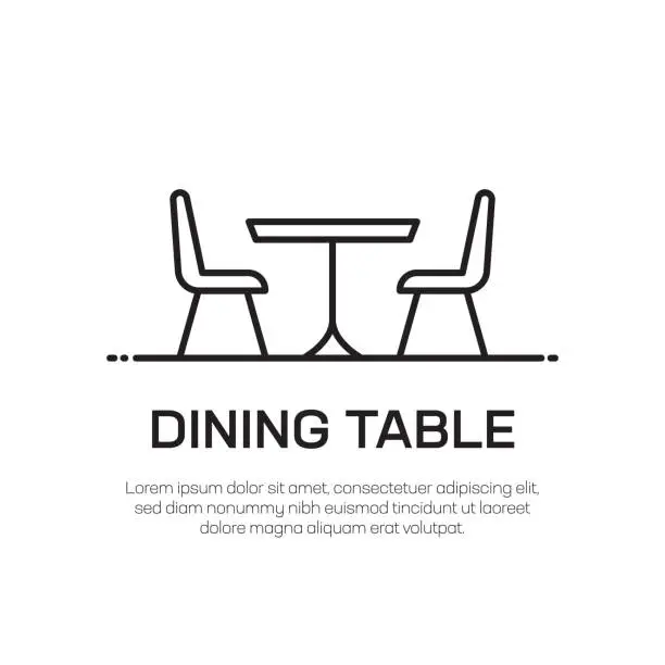 Vector illustration of Dining Table Vector Line Icon - Simple Thin Line Icon, Premium Quality Design Element