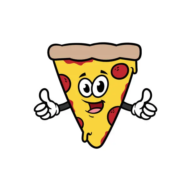 Vector illustration of Cartoon Pizza Character Giving Thumbs Up
