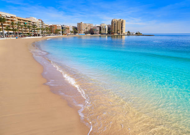 spiaggia di playa del cura a torrevieja in spagna - alicante costa blanca foto e immagini stock