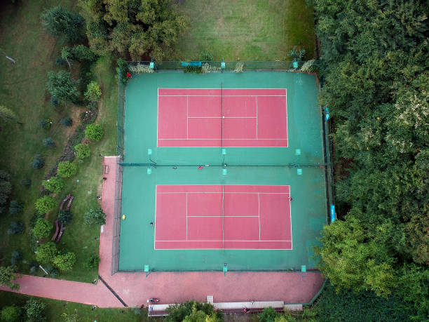 istock Tennis courts with drone 1149498532