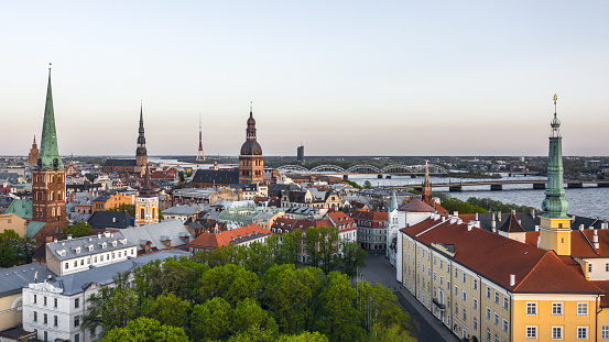 Aerial view of Riga before sunset