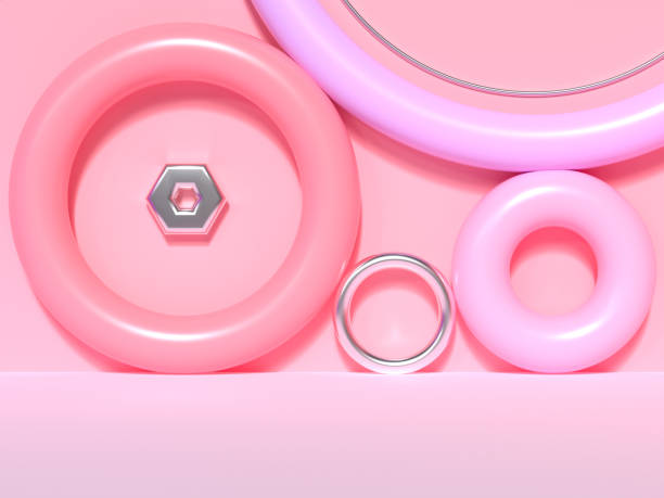 istock abstract pink geometric shape wall blank floor colorful scene 3d rendering 1149503904