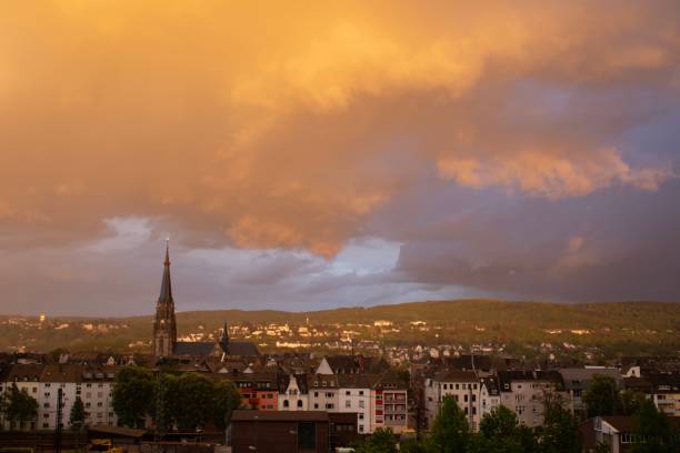 istock Koblenz skyline in Germany with rain sun and rainbow 1149504378