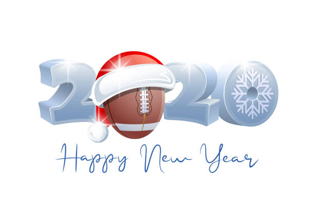 ilustrações de stock, clip art, desenhos animados e ícones de 2020. happy new year! sports greeting card. american football. - new years party time