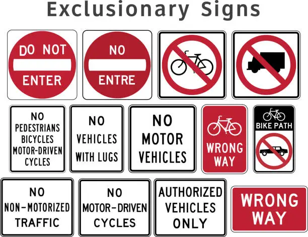 Vector illustration of Regulatory traffic sign. Exclusionary. Vector illustration.