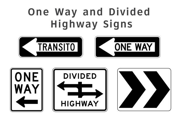 illustrazioni stock, clip art, cartoni animati e icone di tendenza di segnale di traffico normativo. un modo e autostrada divisa. illustrazione vettoriale. - transitor