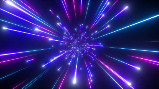 3d render, big bang, galaxie, abstrakter kosmischer hintergrund, himmlisch, schönheit des universums, lichtgeschwindigkeit, feuerwerk, neonglühen, sterne, kosmos, ultraviolettes infrarotlicht, weltraum - energy burst stock-fotos und bilder