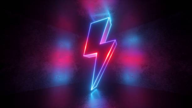 istock 3d render, neon light abstract background, glowing thunderbolt, electricity power symbol, lightning sign 1149518720