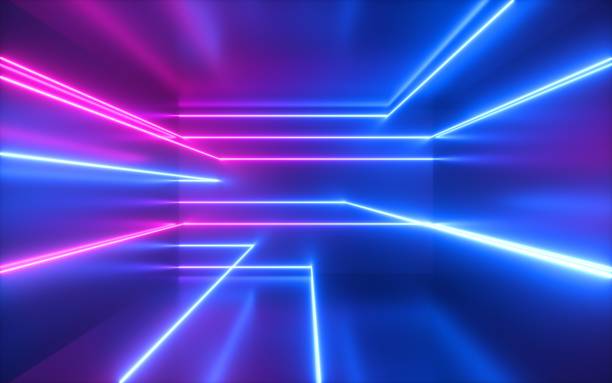 istock 3d render, pink blue neon lines, geometric shapes, virtual space, ultraviolet light, 80's style, retro disco, fashion laser show, abstract background 1149518897