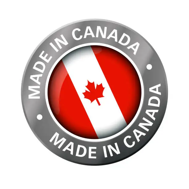 Vector illustration of made in canada flag icon